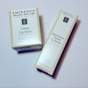 Eminence citrus lip balm and Marine Flower peptide lip serum.